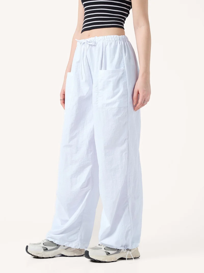 Outzidr  White Drawstring Cargo Pants for Women | Best Price UAE